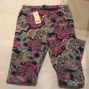 Sugar skull fleece lined leggings